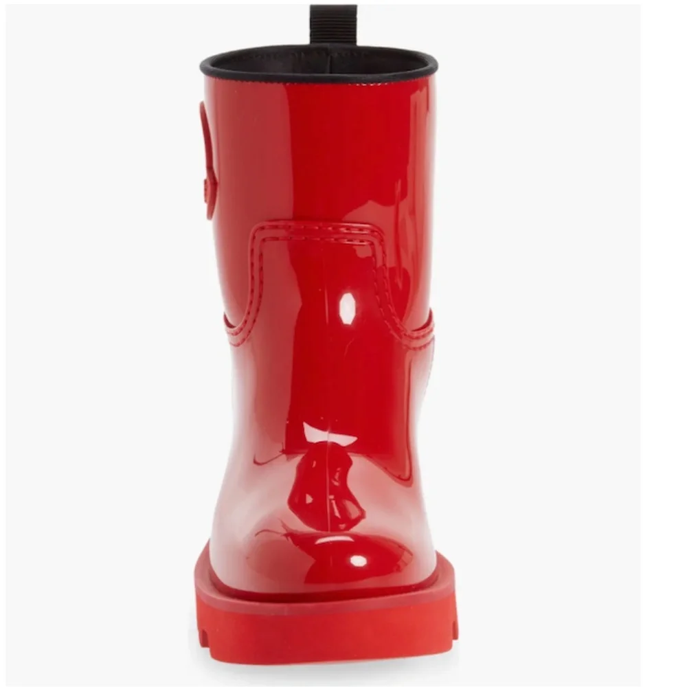 NIB $495 Moncler Ginette Logo Waterproof Rain Boot (Women) 7US / 37EU, RED!